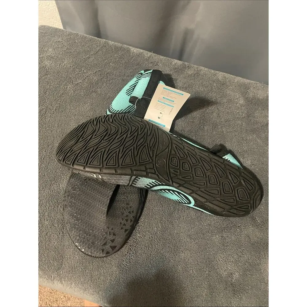 Men's Black and Teal Slip-On Water Shoes